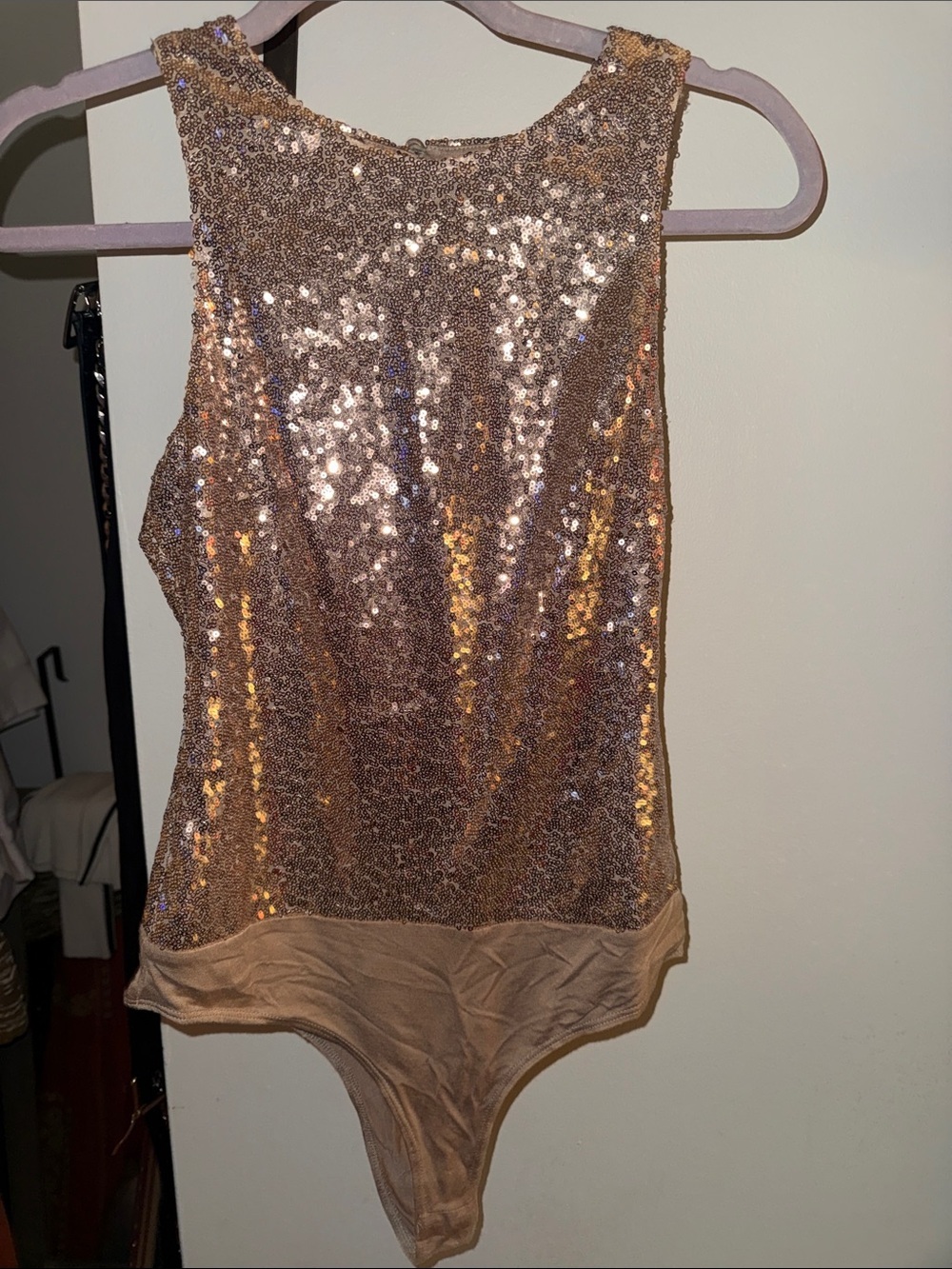 Lulu's Rose Gold Sequin Bodysuit